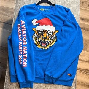 Aviator Nation Holiday Party Edition 2023 Tiger Santa Adventure Blue Unisex L